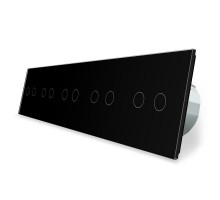 Сенсорный радиоуправляемый выключатель 10 канала (2-2-2-2-2) черный стекло Livolo (VL-C710R-12)