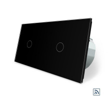 Сенсорный радиоуправляемый выключатель 2 сенсора (1-1) черный стекло Livolo (VL-C701R/C701R-12)