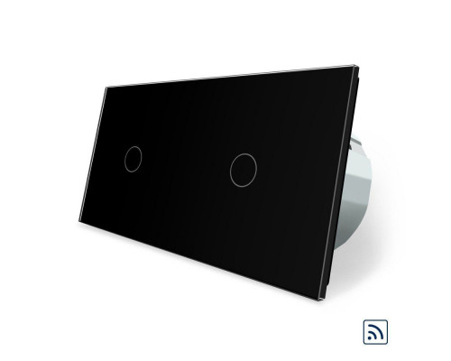 Сенсорный радиоуправляемый выключатель 2 сенсора (1-1) черный стекло Livolo (VL-C701R/C701R-12)