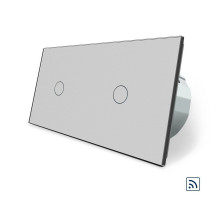 Сенсорный радиоуправляемый выключатель 2 сенсора (1-1) серый стекло Livolo (VL-C701R/C701R-15)