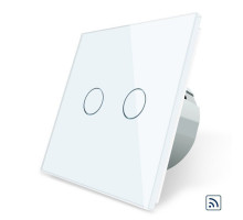Сенсорный радиоуправляемый выключатель 2 сенсора белый стекло Livolo (VL-C702R-11)