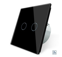 Сенсорный радиоуправляемый выключатель 2 сенсора черный стекло Livolo (VL-C702R-12)