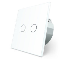 Сенсорный радиоуправляемый выключатель 2 сенсора для ролет электрокарнизов ворот белый стекло Livolo (VL-C702WR-11)