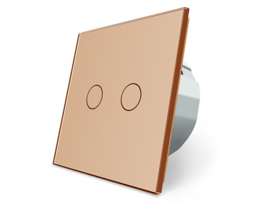 Сенсорный радиоуправляемый выключатель 2 сенсора для ролет электрокарнизов ворот золото стекло Livolo (VL-C702WR-13)