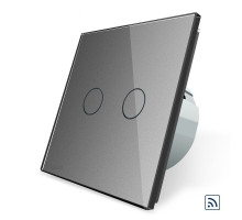 Сенсорный радиоуправляемый выключатель 2 сенсора серый стекло Livolo (VL-C702R-15)