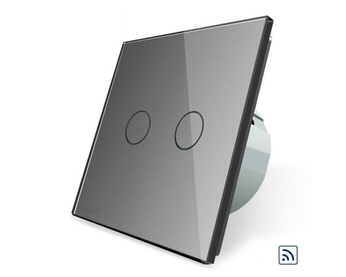 Сенсорный радиоуправляемый выключатель 2 сенсора серый стекло Livolo (VL-C702R-15)