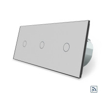 Сенсорный радиоуправляемый выключатель 3 сенсора (1-1-1) серый стекло Livolo (VL-C701R/C701R/C701R-15)