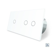 Сенсорный радиоуправляемый выключатель 3 сенсора (1-2) белый стекло Livolo (VL-C701R/C702R-11)