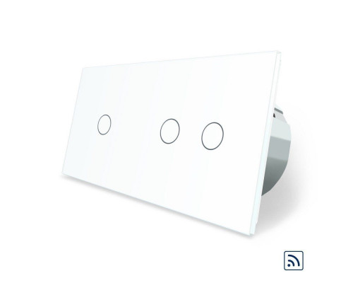 Сенсорный радиоуправляемый выключатель 3 сенсора (1-2) белый стекло Livolo (VL-C701R/C702R-11)