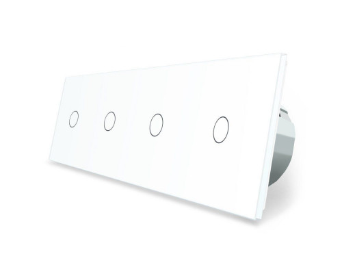 Сенсорный радиоуправляемый выключатель 4 сенсора (1-1-1-1) белый стекло Livolo (VL-C704R-11)