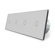 Сенсорный радиоуправляемый выключатель 4 сенсора (1-1-1-1) серый стекло Livolo (VL-C704R-15)