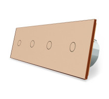 Сенсорный радиоуправляемый выключатель 4 сенсора (1-1-1-1) золото стекло Livolo (VL-C704R-13)