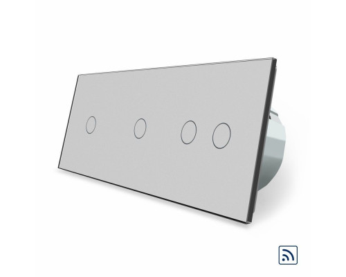 Сенсорный радиоуправляемый выключатель 4 сенсора (1-1-2) серый стекло Livolo (VL-C701R/C701R/C702R-15)