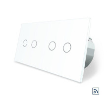 Сенсорный радиоуправляемый выключатель 4 сенсора (2-2) белый стекло Livolo (VL-C702R/C702R-11)