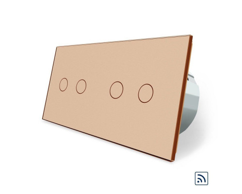 Сенсорный радиоуправляемый выключатель 4 сенсора (2-2) золото стекло Livolo (VL-C702R/C702R-13)
