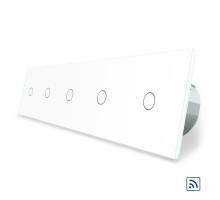 Сенсорный радиоуправляемый выключатель 5 канала (1-1-1-1-1) белый стекло Livolo (VL-C705R-11)
