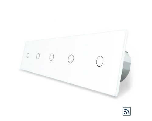Сенсорный радиоуправляемый выключатель 5 канала (1-1-1-1-1) белый стекло Livolo (VL-C705R-11)