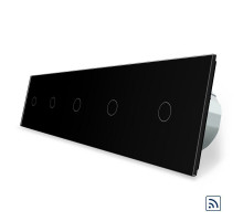 Сенсорный радиоуправляемый выключатель 5 канала (1-1-1-1-1) черный стекло Livolo (VL-C705R-12)