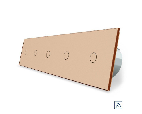 Сенсорный радиоуправляемый выключатель 5 канала (1-1-1-1-1) золото стекло Livolo (VL-C705R-13)