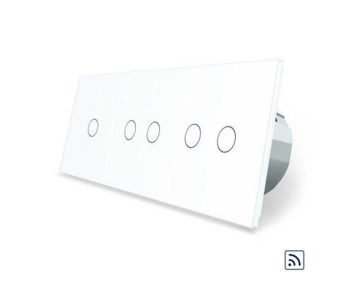 Сенсорный радиоуправляемый выключатель 5 сенсоров (1-2-2) белый стекло Livolo (VL-C701R/C702R/C702R-11)