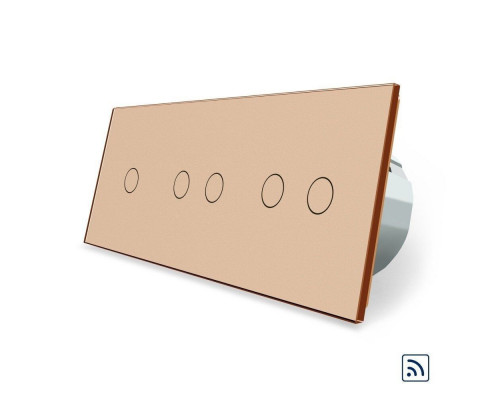 Сенсорный радиоуправляемый выключатель 5 сенсоров (1-2-2) золото стекло Livolo (VL-C701R/C702R/C702R-13)