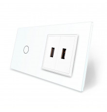Сенсорный выключатель 1 сенсор 2 USB белый стекло Livolo (VL-C701/2USB-11)