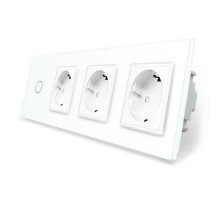 Сенсорный выключатель 1 сенсор 3 розетки белый стекло Livolo (VL-C701/C7C3EU-11)