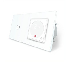 Сенсорный выключатель 1 сенсор Терморегулятор с выносным датчиком температуры для теплого пола белый Livolo (VL-C701/C701TM2-11)