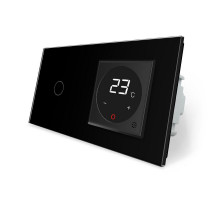 Сенсорный выключатель 1 сенсор Терморегулятор с выносным датчиком температуры для теплого пола черный Livolo (VL-C701/C701TM2-12)