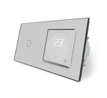 Сенсорный выключатель 1 сенсор Терморегулятор с выносным датчиком температуры для теплого пола серый Livolo (VL-C701/C701TM2-15)