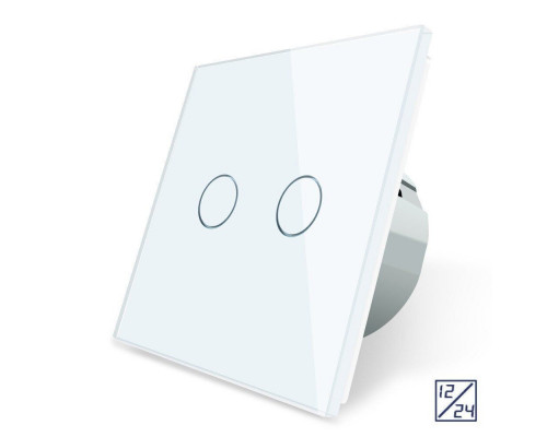 Сенсорный выключатель 2 сенсора 12/24В белый стекло Livolo (VL-C702C-11)