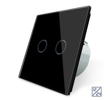 Сенсорный выключатель 2 сенсора 12/24В черный стекло Livolo (VL-C702C-12)