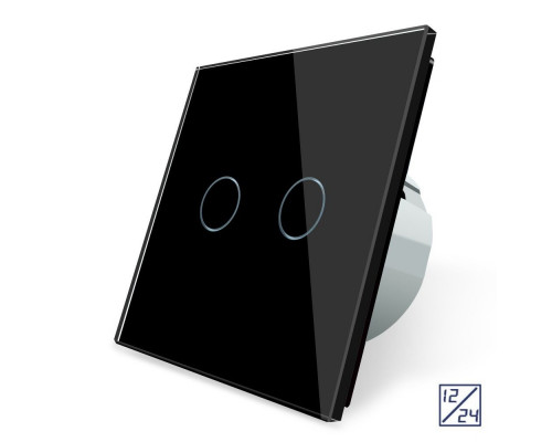 Сенсорный выключатель 2 сенсора 12/24В черный стекло Livolo (VL-C702C-12)