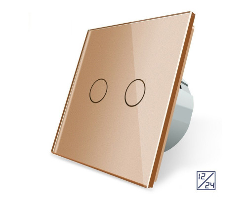 Сенсорный выключатель 2 сенсора 12/24В золотой стекло Livolo (VL-C702C-13)