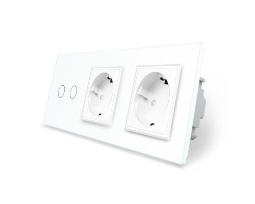 Сенсорный выключатель 2 сенсора 2 розетки белый стекло Livolo (VL-C702/C7C2EU-11)