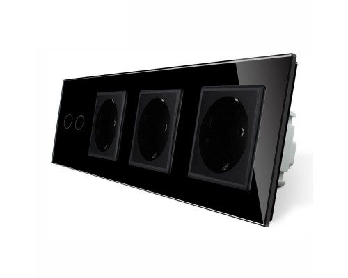 Сенсорный выключатель 2 сенсора 3 розетки черный стекло Livolo (VL-C702/C7C3EU-12)
