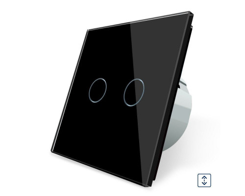 Сенсорный выключатель 2 сенсора для ролет штор ворот жалюзи черный стекло Livolo (VL-C702W-12)