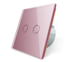 Сенсорный выключатель 2 сенсора розовый стекло Livolo (VL-C702-17)