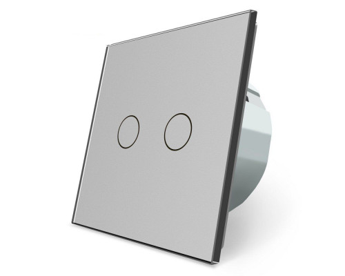Сенсорный выключатель 2 сенсора серый стекло Livolo (VL-C702-15)