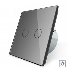 Сенсорный выключатель 2 сенсора Сухой контакт серый стекло Livolo (VL-C702I-15)
