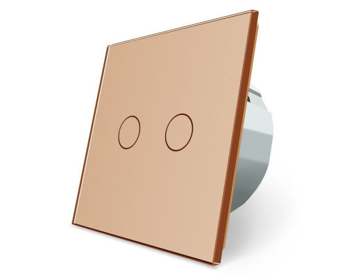 Сенсорный выключатель 2 сенсора золото стекло Livolo (VL-C702-13)