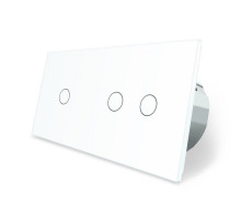 Сенсорный выключатель 3 сенсора (1-2) белый стекло Livolo (VL-C701/C702-11)