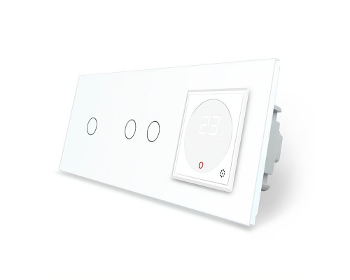 Сенсорный выключатель 3 сенсора (1-2) Терморегулятор с выносным датчиком температуры для теплого пола белый Livolo (VL-C703/C701TM2-11)