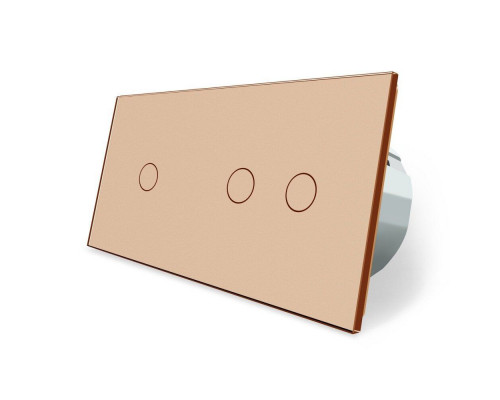 Сенсорный выключатель 3 сенсора (1-2) золото стекло Livolo (VL-C701/C702-13)