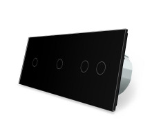 Сенсорный выключатель 4 сенсора (1-1-2) черный стекло Livolo (VL-C701/C701/C702-12)