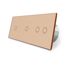 Сенсорный выключатель 4 сенсора (1-1-2) золото стекло Livolo (VL-C701/C701/C702-13)