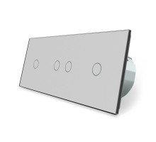 Сенсорный выключатель 4 сенсора (1-2-1) серый стекло Livolo (VL-C701/C702/C701-15)