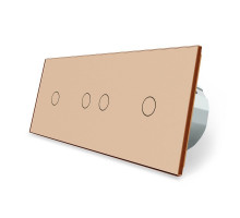 Сенсорный выключатель 4 сенсора (1-2-1) золото стекло Livolo (VL-C701/C702/C701-13)