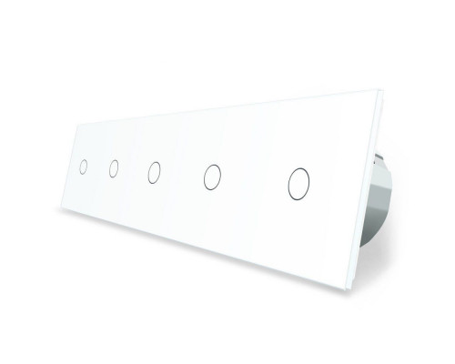 Сенсорный выключатель 5 сенсоров (1-1-1-1-1) белый стекло Livolo (VL-C705-11)