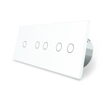 Сенсорный выключатель 5 сенсоров (1-2-2) белый стекло Livolo (VL-C701/C702/C702-11)